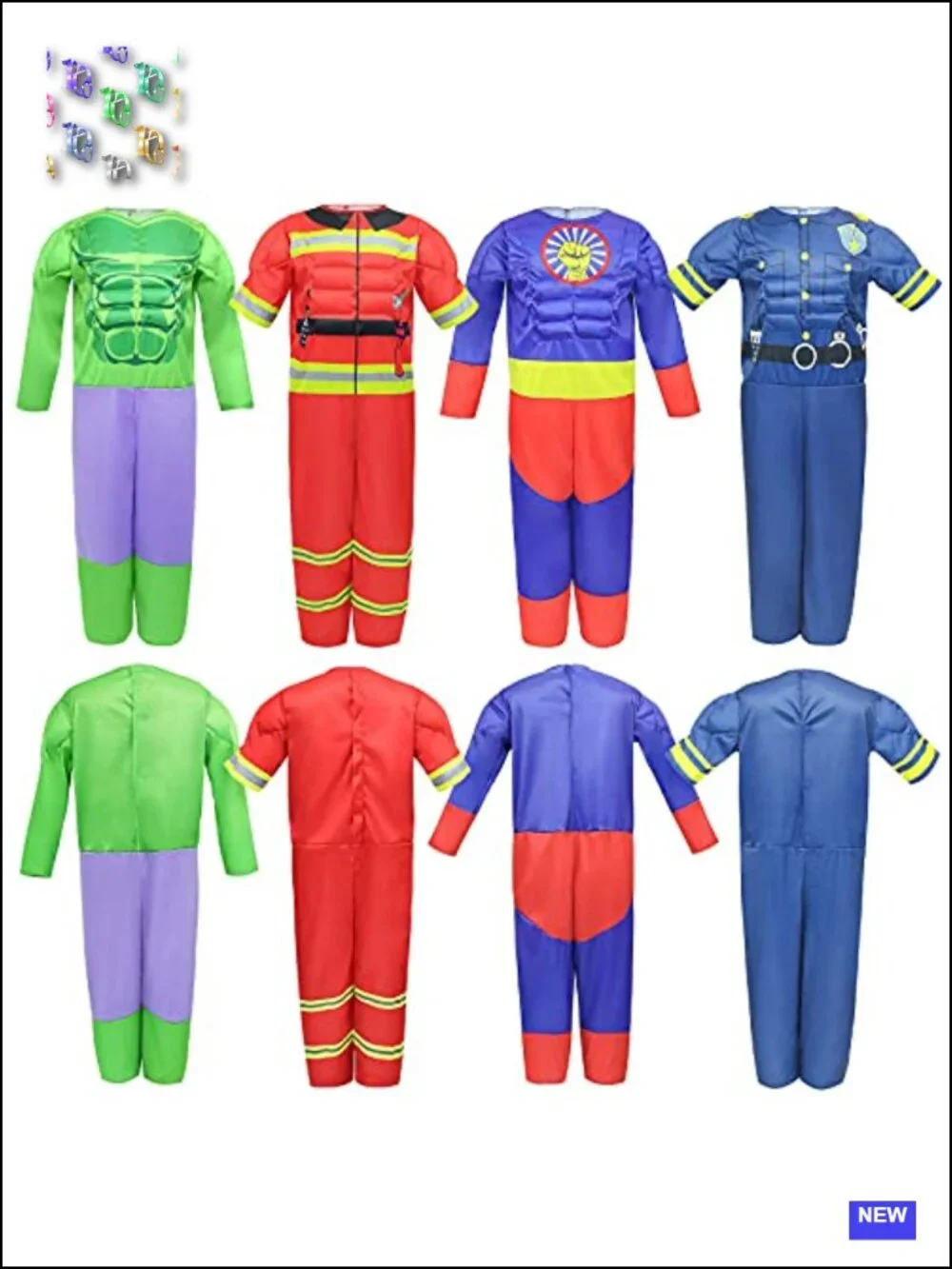Kids Boys Muscle Chest Costume Trunk Set Superhero Police Fireman Pretend Play